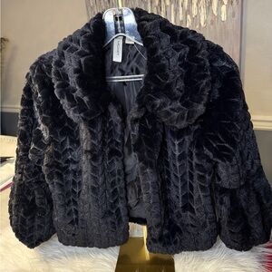 Tacera Dark Textured Teddy Jacket-New